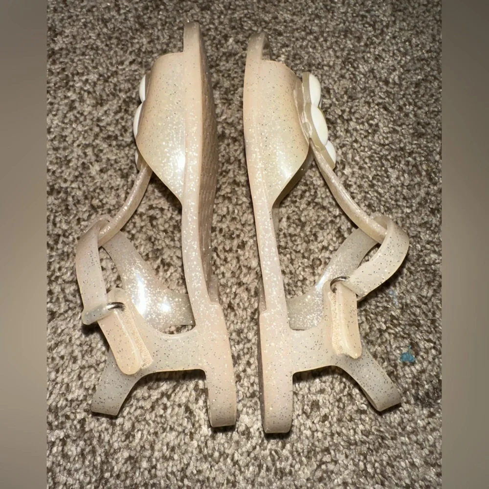 Kids Old Navy Glitter Sandals with Flower Accent